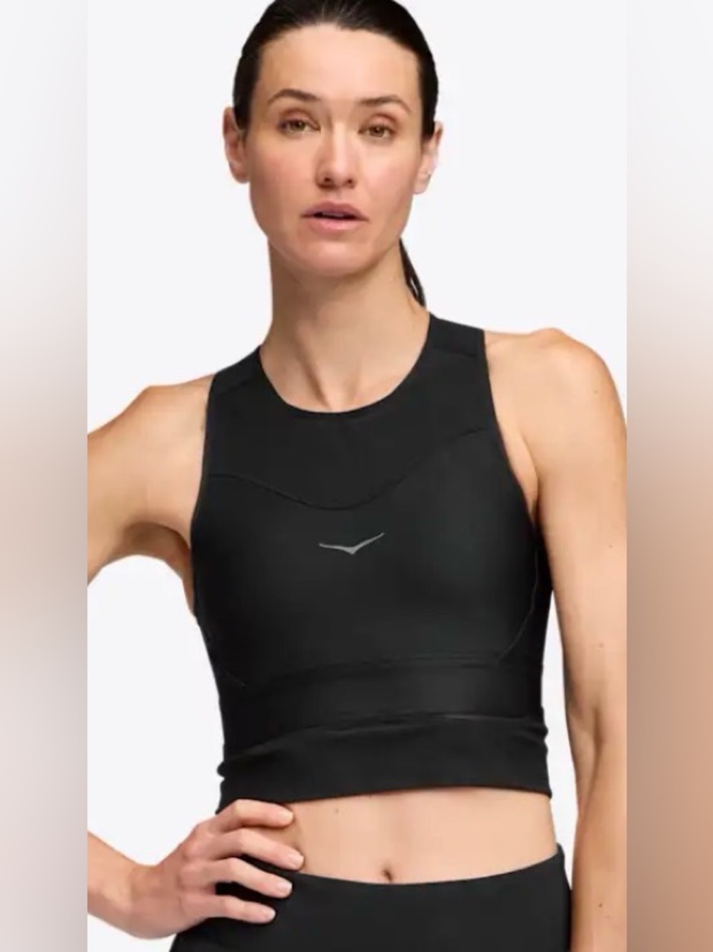 Hoka Black High-Neck Crop Sports Bra